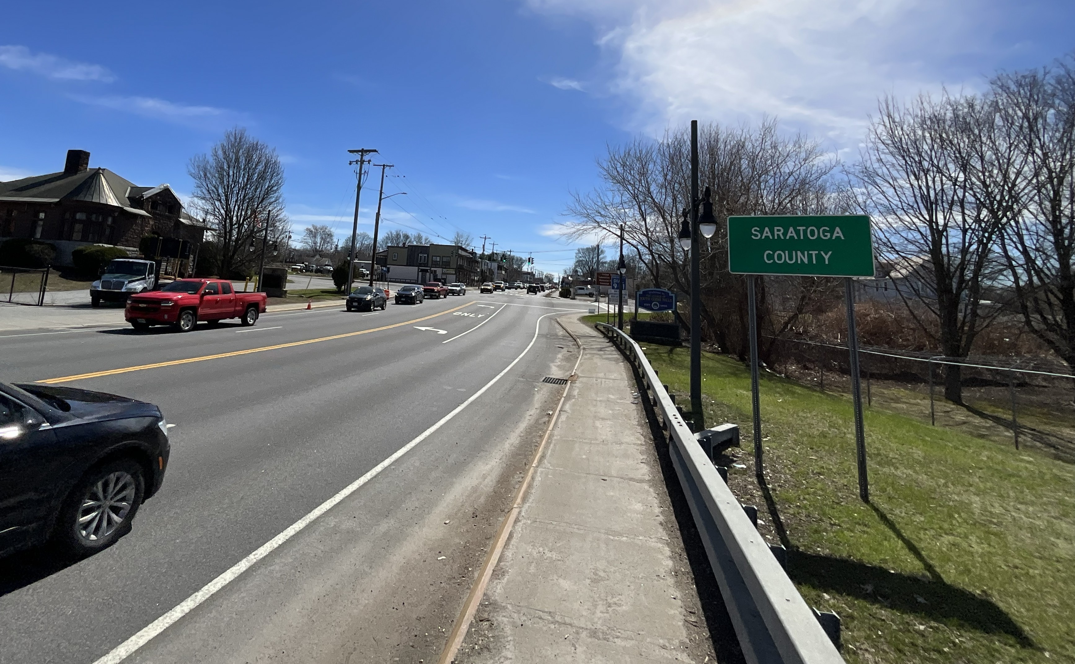 Leaving the bridge near the Saratoga County sign