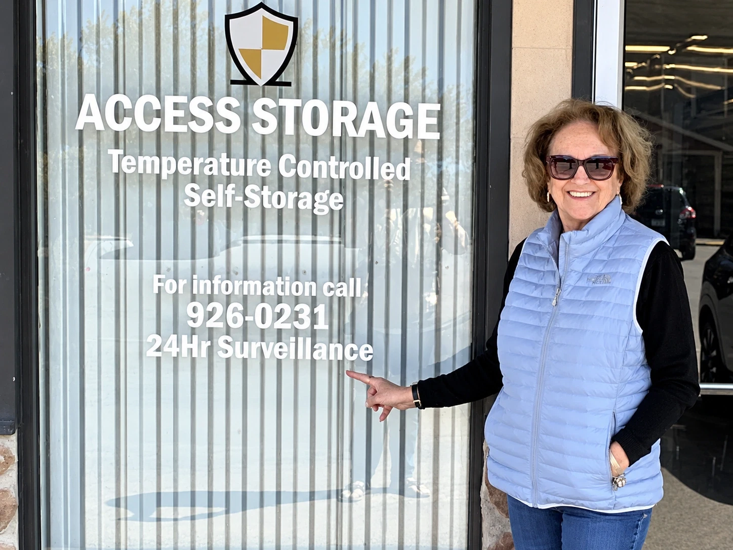 Joanne welcoming visitors at the Access Storage entrance